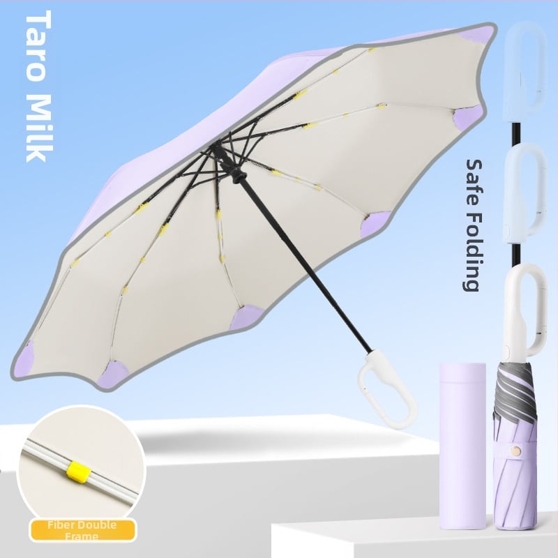 Παιδική αυτόματη αναδιπλούμενη ομπρέλα με 8 βέργες, σκελετός και λαβή από ίνες, πολυεστερικό ύφασμα, κατάλληλη για μαθητές