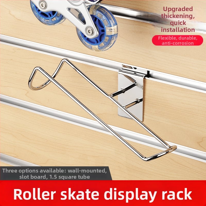 Zidni držač za rolere s panelom s otvorima i okvirom od četvrtastog cijevi, jedan kuk, moderni minimalistički stil, nosivost do 10 kg