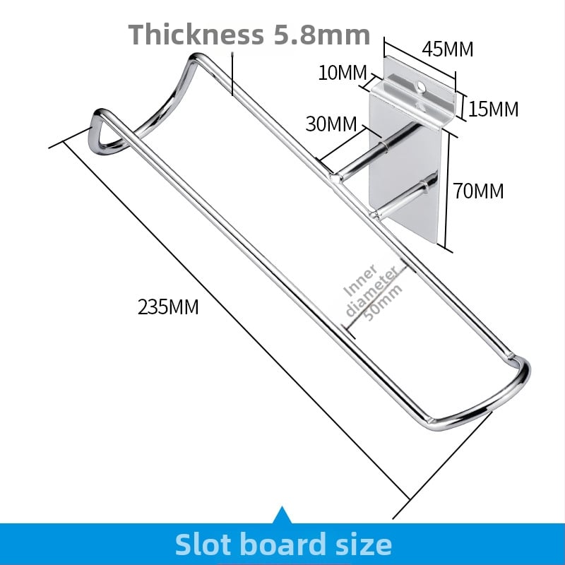 Zidni držač za rolere s panelom s otvorima i okvirom od četvrtastog cijevi, jedan kuk, moderni minimalistički stil, nosivost do 10 kg