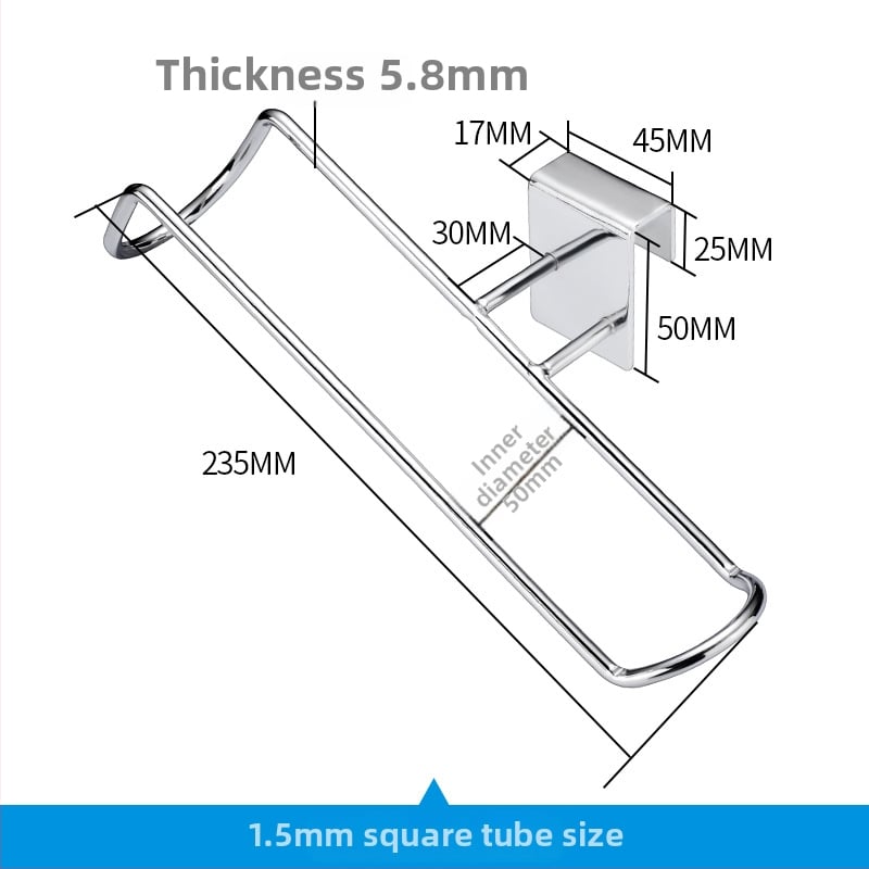 Zidni držač za rolere s panelom s otvorima i okvirom od četvrtastog cijevi, jedan kuk, moderni minimalistički stil, nosivost do 10 kg