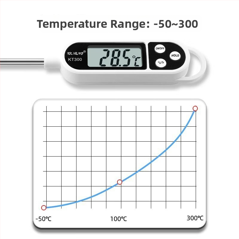 O'day KT300L Ultra-hosszú szonda – élelmiszer-középponti hőmérő, nagy pontosságú sütéshez, folyadékok, olaj és víz hőmérsékletének mérésére