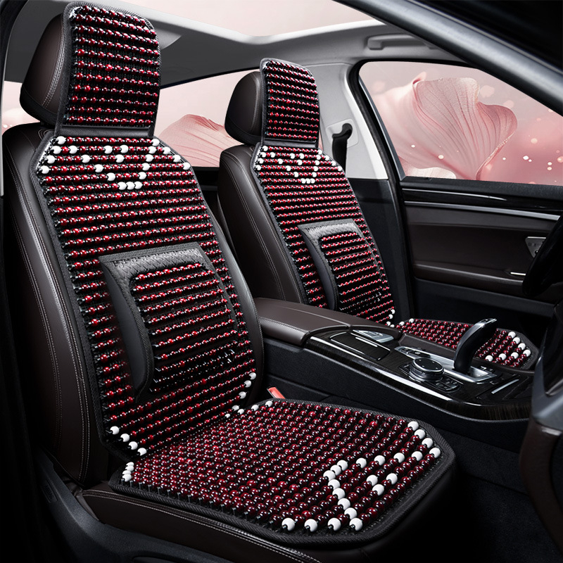 Μαξιλάρι καθίσματος αυτοκινήτου με μασάζ οσφυϊκής και πίσω από ξύλινες χάντρες – σφένταμο υλικό, Izdi, ψύξη για τέσσερις εποχές