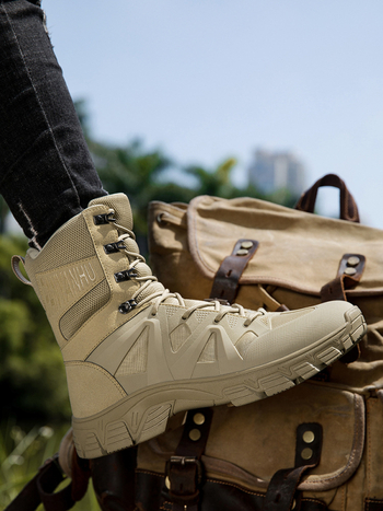Ανδρικά τακτικά μποτάκια ερήμου για πεζοπορία — επάνω μέρος TPU+δικτυωτό ύφασμα, ενήλικοι, για πεζοπορία και κατασκήνωση, στρατιωτικό στυλ