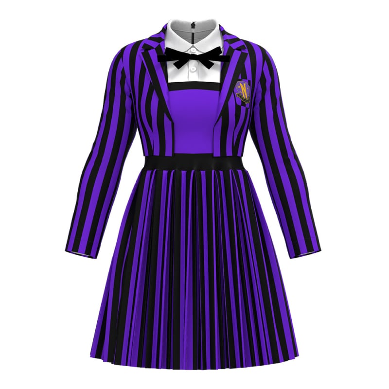 Ženski cosplay haljina Wednesday Addams s prugama, poliester