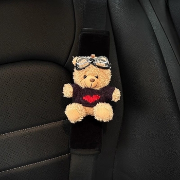 Защитна презрамка за автомобилен колан – плюшено мече като кукла, защитно декоративно покритие, без персонализация