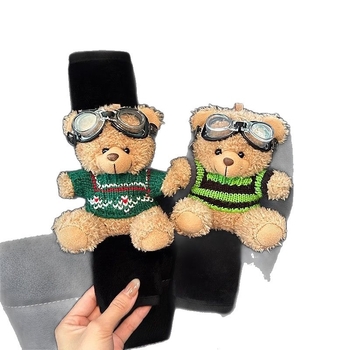 Защитна презрамка за автомобилен колан – плюшено мече като кукла, защитно декоративно покритие, без персонализация