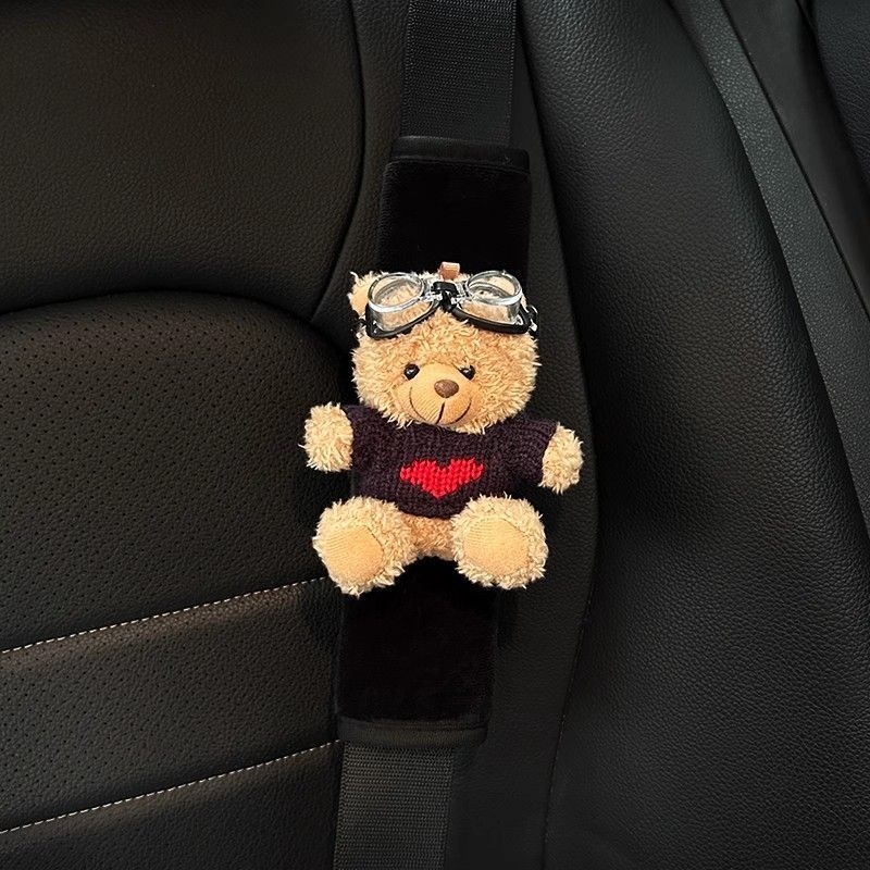 Защитна презрамка за автомобилен колан – плюшено мече като кукла, защитно декоративно покритие, без персонализация