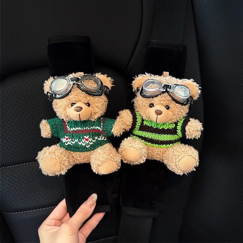 Защитна презрамка за автомобилен колан – плюшено мече като кукла, защитно декоративно покритие, без персонализация