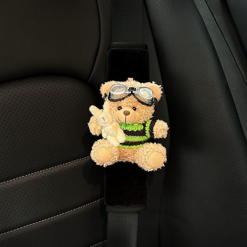 Защитна презрамка за автомобилен колан – плюшено мече като кукла, защитно декоративно покритие, без персонализация