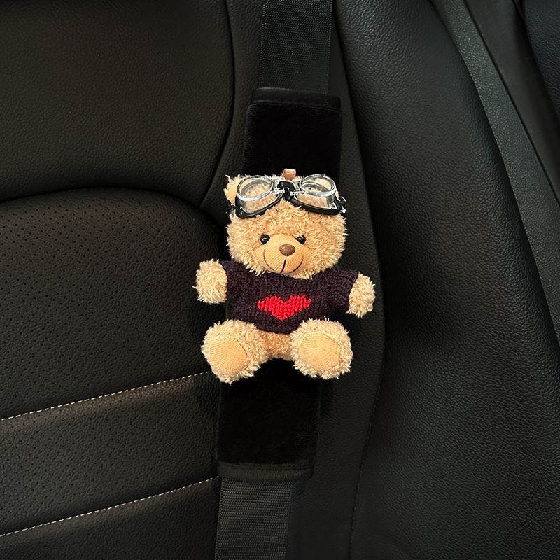 Защитна презрамка за автомобилен колан – плюшено мече като кукла, защитно декоративно покритие, без персонализация