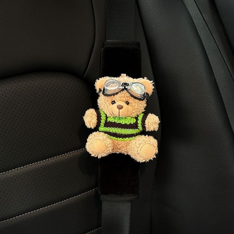 Защитна презрамка за автомобилен колан – плюшено мече като кукла, защитно декоративно покритие, без персонализация