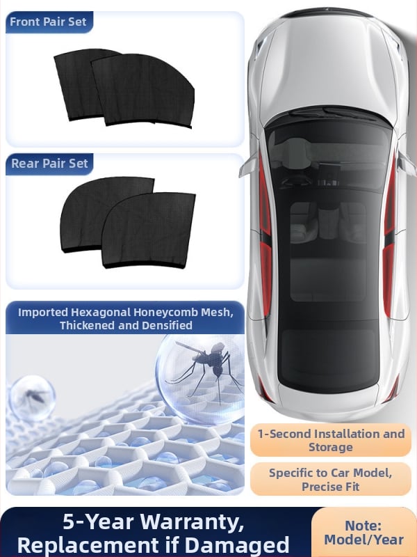 Δίκτυο κατά των κουνουπιών για παράθυρο αυτοκινήτου με κουρτίνα σκίασης, καθολική εφαρμογή σε πλευρικό παράθυρο