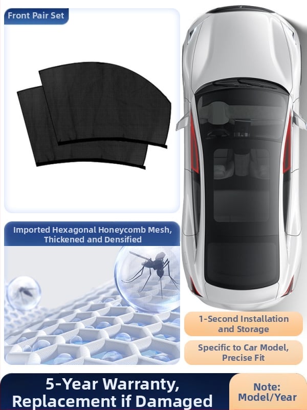 Δίκτυο κατά των κουνουπιών για παράθυρο αυτοκινήτου με κουρτίνα σκίασης, καθολική εφαρμογή σε πλευρικό παράθυρο