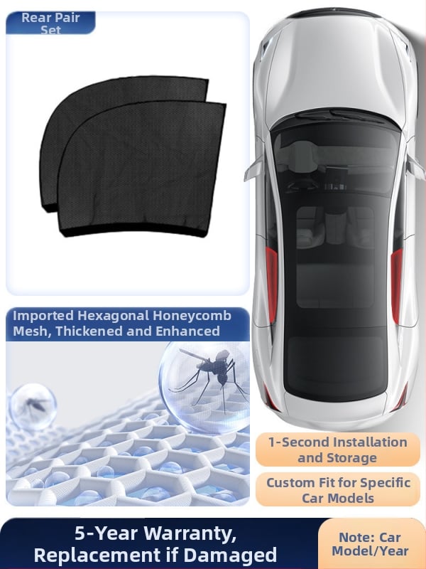 Δίκτυο κατά των κουνουπιών για παράθυρο αυτοκινήτου με κουρτίνα σκίασης, καθολική εφαρμογή σε πλευρικό παράθυρο