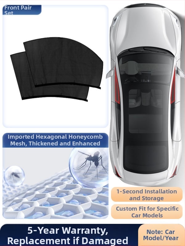 Δίκτυο κατά των κουνουπιών για παράθυρο αυτοκινήτου με κουρτίνα σκίασης, καθολική εφαρμογή σε πλευρικό παράθυρο