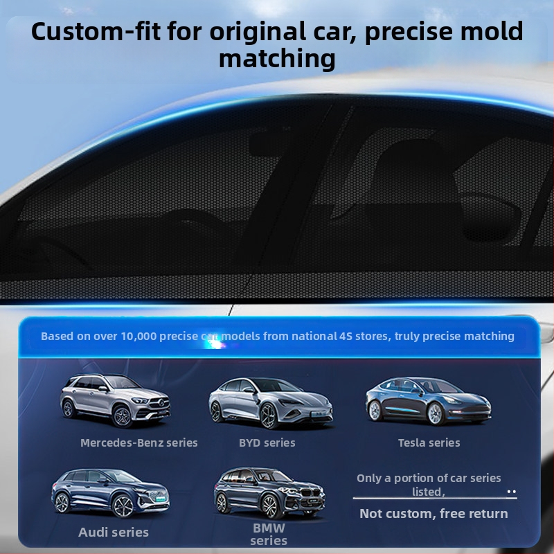 Δίκτυο κατά των κουνουπιών για παράθυρο αυτοκινήτου με κουρτίνα σκίασης, καθολική εφαρμογή σε πλευρικό παράθυρο