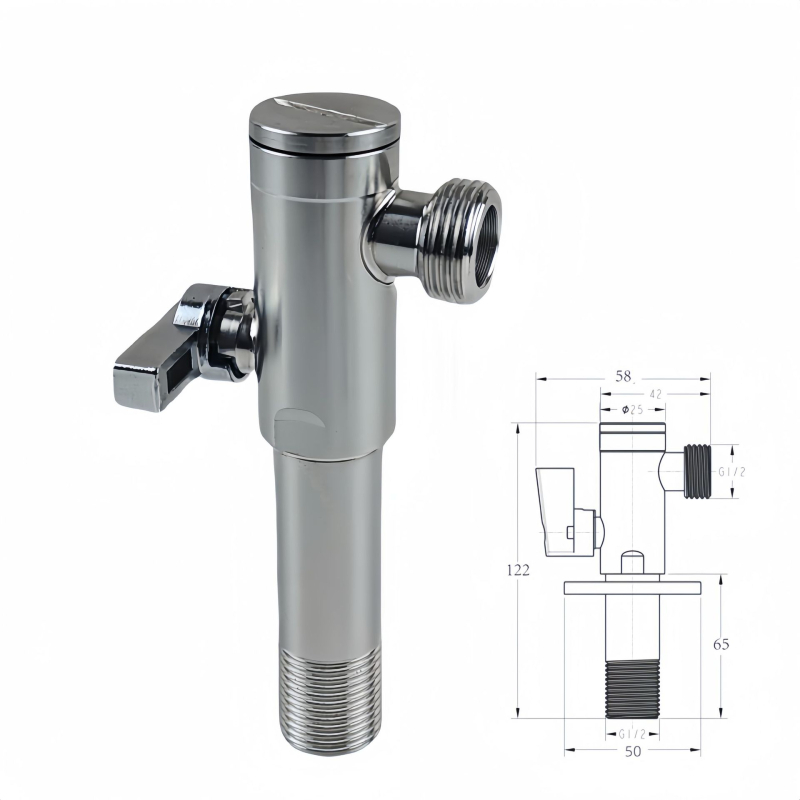 Ъглов клапан за тоалетна от 304 неръждаема стомана, висок поток, модел 4 или 6 точки, работно налягане 1 MPa, монтаж спирален