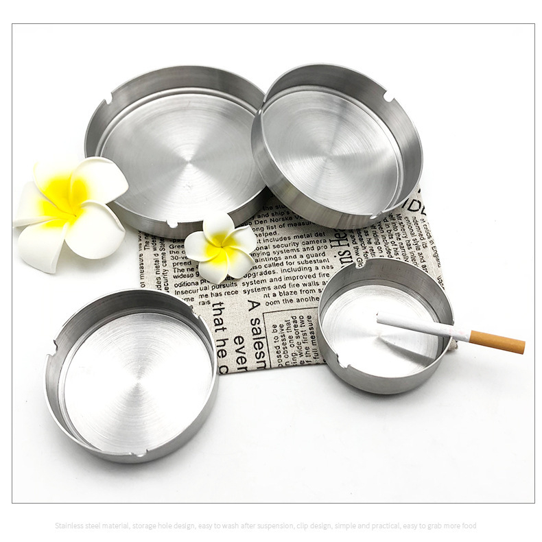 Пепелник от неръждаема стомана, кръгъл, възможен печат на лого, персонализируем, многократна употреба, пакет от 120 бр.