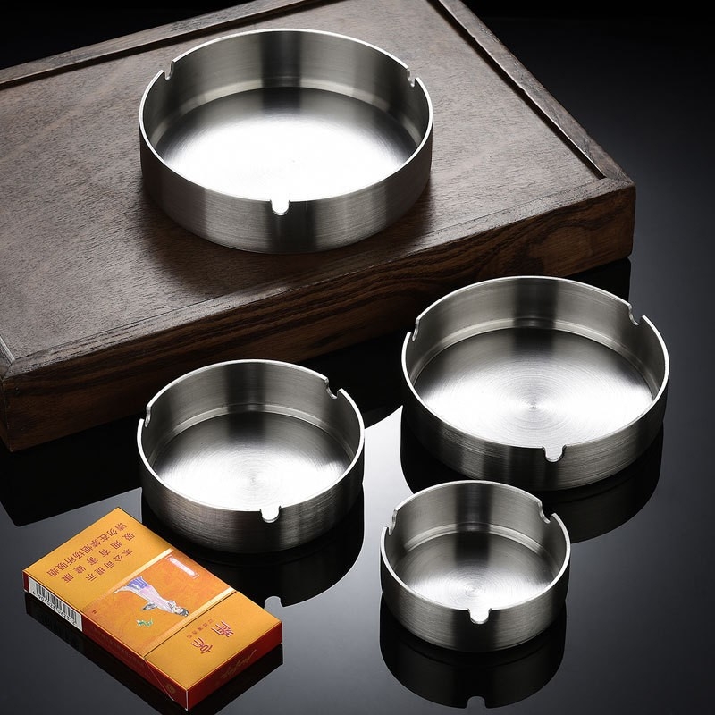 Пепелник от неръждаема стомана, кръгъл, възможен печат на лого, персонализируем, многократна употреба, пакет от 120 бр.