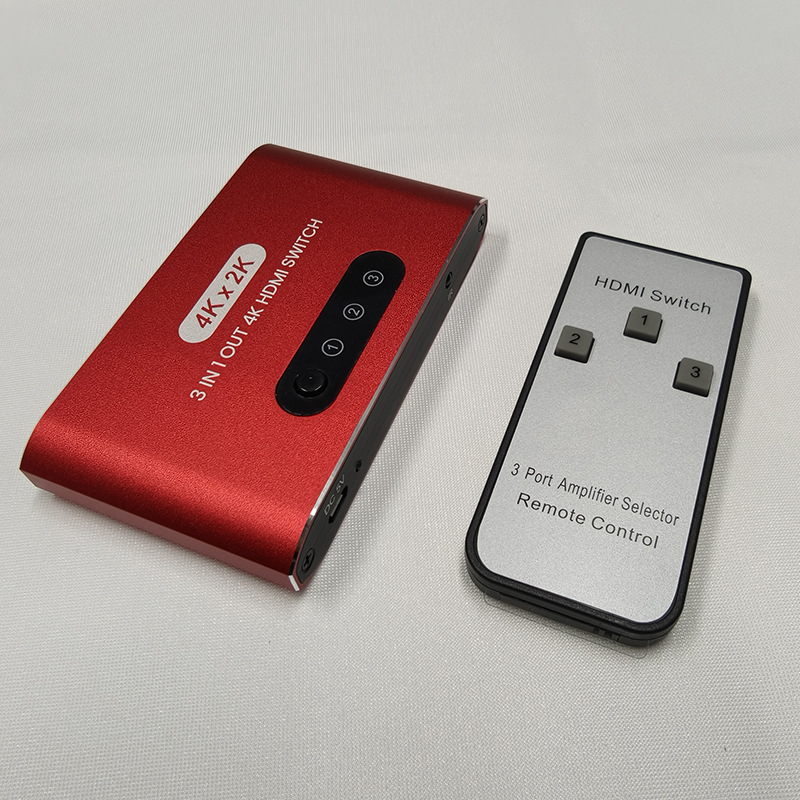 HDMI превключвател 4K, 3 входа 1 изход, алуминиев корпус, модел HS-301a/HS-301b, управление на захранването