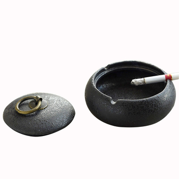 Пепелник с капак - ретро керамичен, декоративно съхранение, персонализирано лого, персонализация налична, 100 бр./кутия