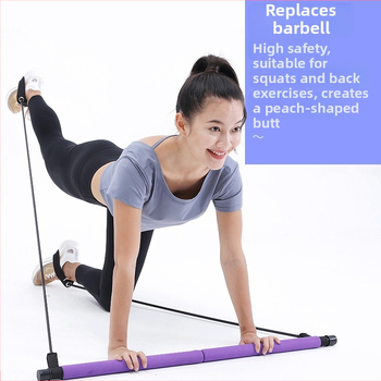 Štap za jogu i pilates s opružnim napinjačem, elastična traka, TPE materijal, za fitness i oblikovanje tijela, za adolescente