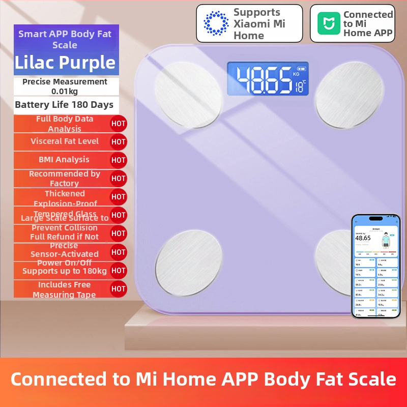 Ζυγός σώματος για οικιακή χρήση με ανάλυση λιπώδους ιστού και ύδατος, 4 αισθητήρες υψηλής ακρίβειας, γυάλινη επιφάνεια, USB-C φόρτιση, εύρος 200 g-180 kg