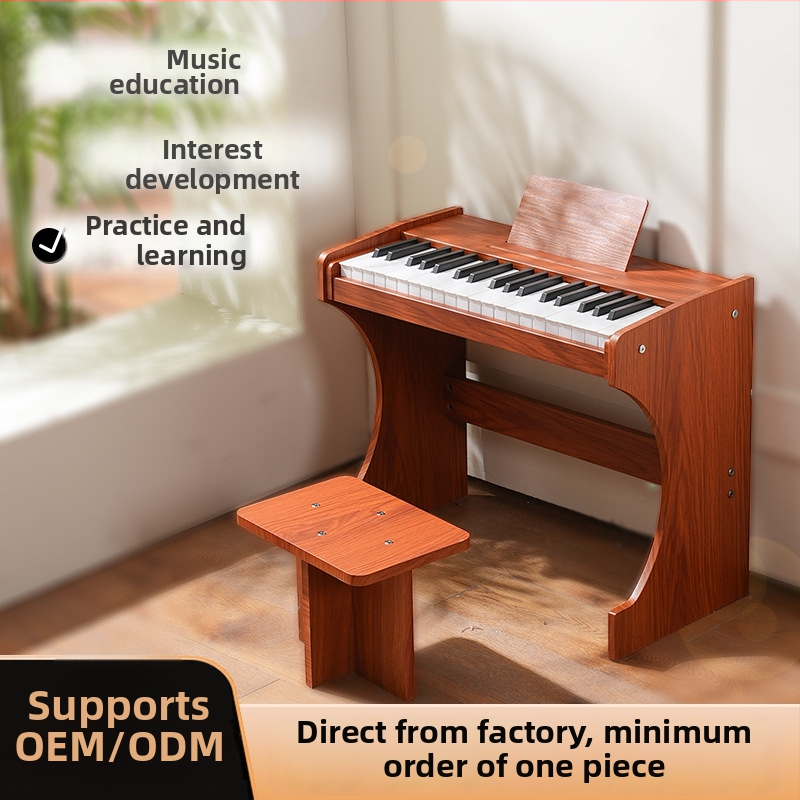 LECHEN 37-klávesová drevená zvislá elektronická klaviatúra, nabíjateľný elektrický klavír, model 378h, hmotnosť 7,6 kg, menej ako 100 tónov