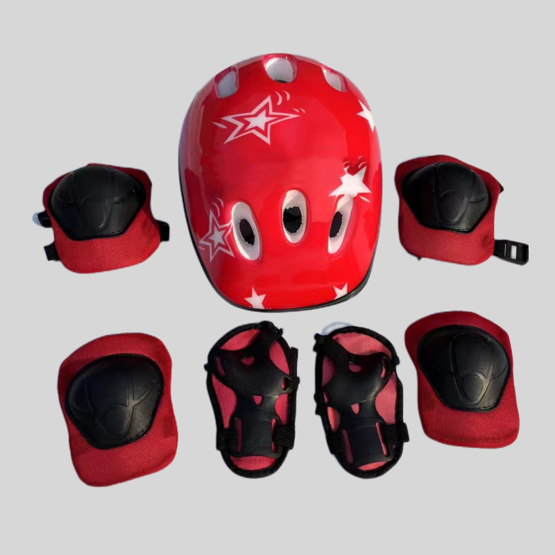 Παιδικό σετ προστατευτικών για ρόλερ σκέιτ με κράνος – 7 τεμάχια, προστασία κεφαλής, γονάτων, αγκώνων και καρπών