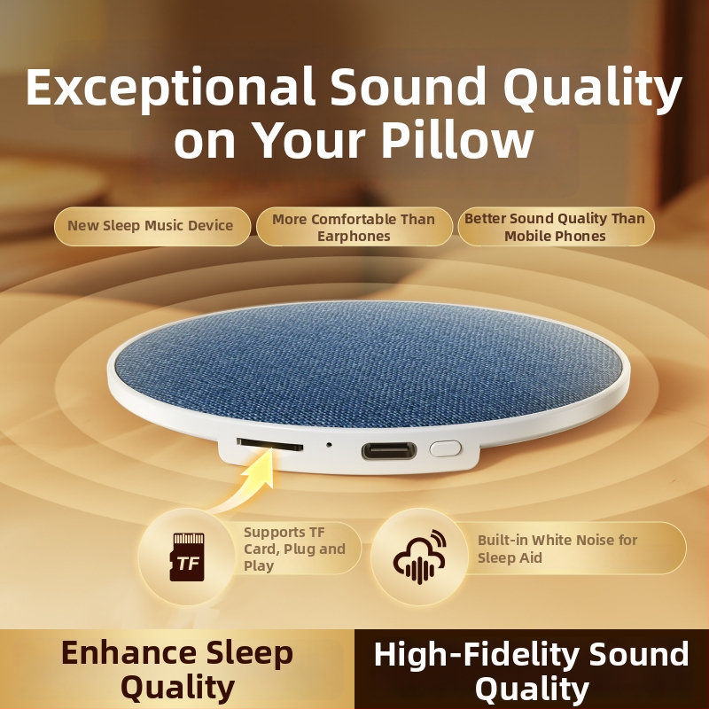 Bluetooth zvučnik ispod jastuka za san — audio uređaj ispod jastuka, Bluetooth 5.0, 50Hz-20kHz, SNR ≥95dB, ugrađena 500mAh baterija, USB napajanje