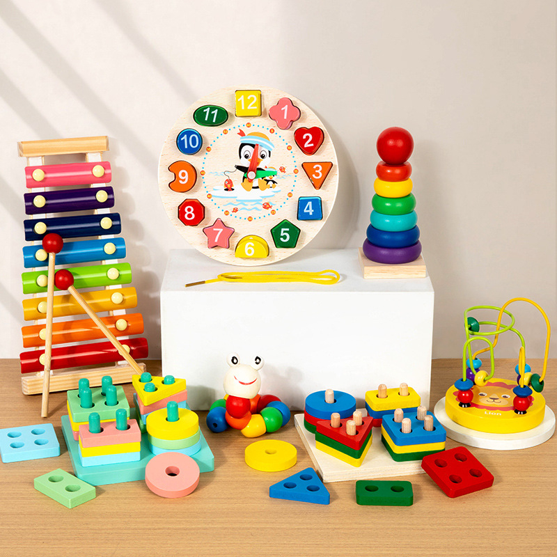 Montessori faanyagú oktató játék babáknak: nyolcnótás xilofon a korai zenei neveléshez