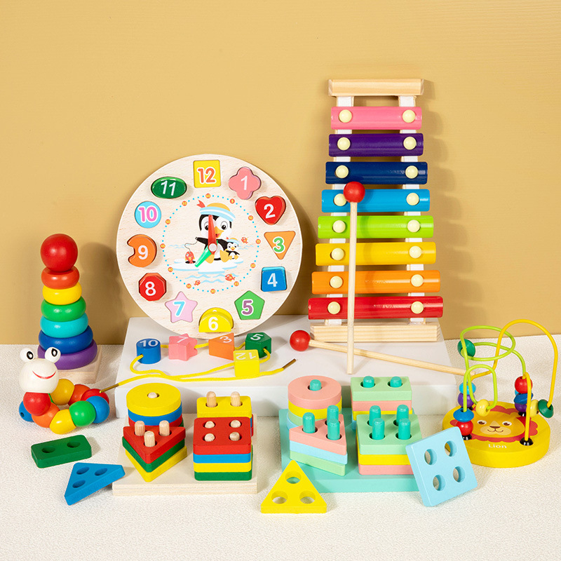 Montessori faanyagú oktató játék babáknak: nyolcnótás xilofon a korai zenei neveléshez