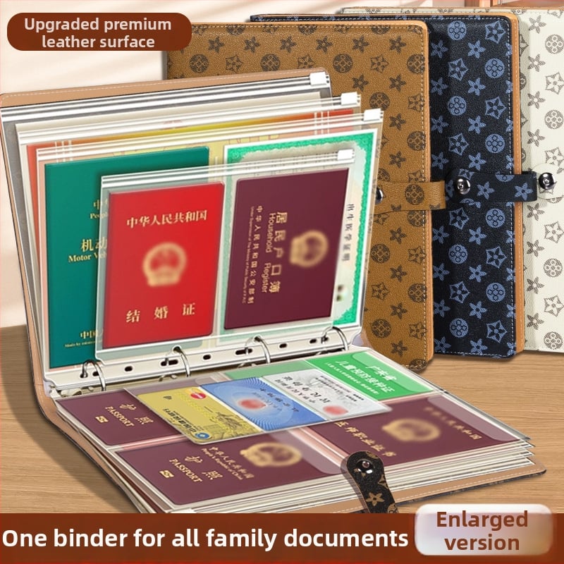 Kožna kutija za dokumente sa kopčom, model H008, unutarnje stranice PVC, 18–24 listova, zamjena informativne knjige, mogućnost otiska logotipa