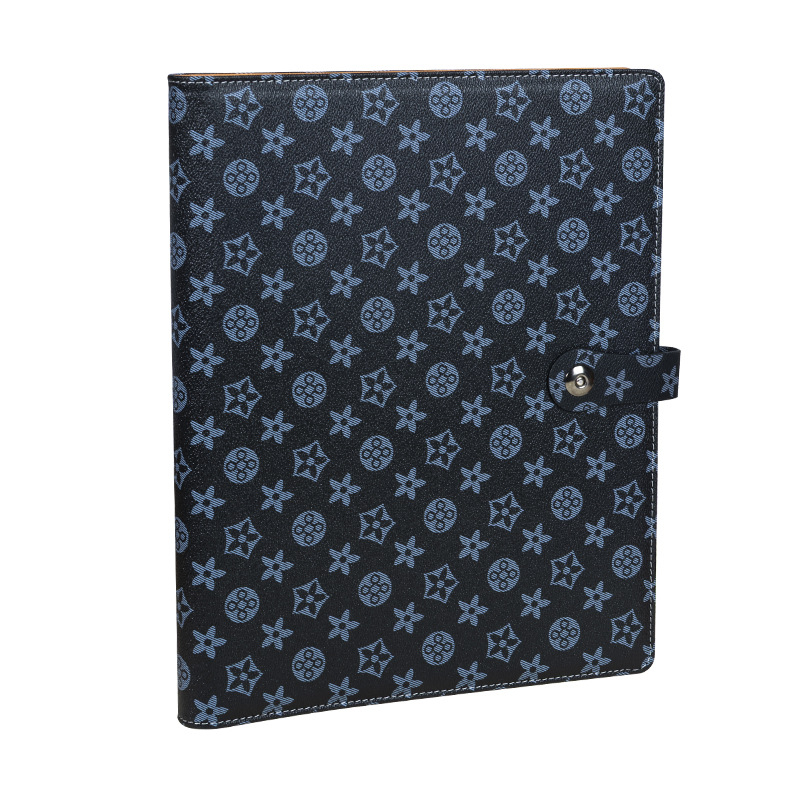 Kožna kutija za dokumente sa kopčom, model H008, unutarnje stranice PVC, 18–24 listova, zamjena informativne knjige, mogućnost otiska logotipa