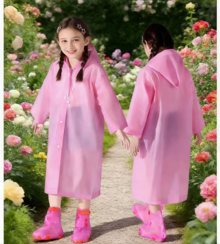 Poncho de ploaie pentru copii, EVA, stil gros, 100 g, ambalat în pungă