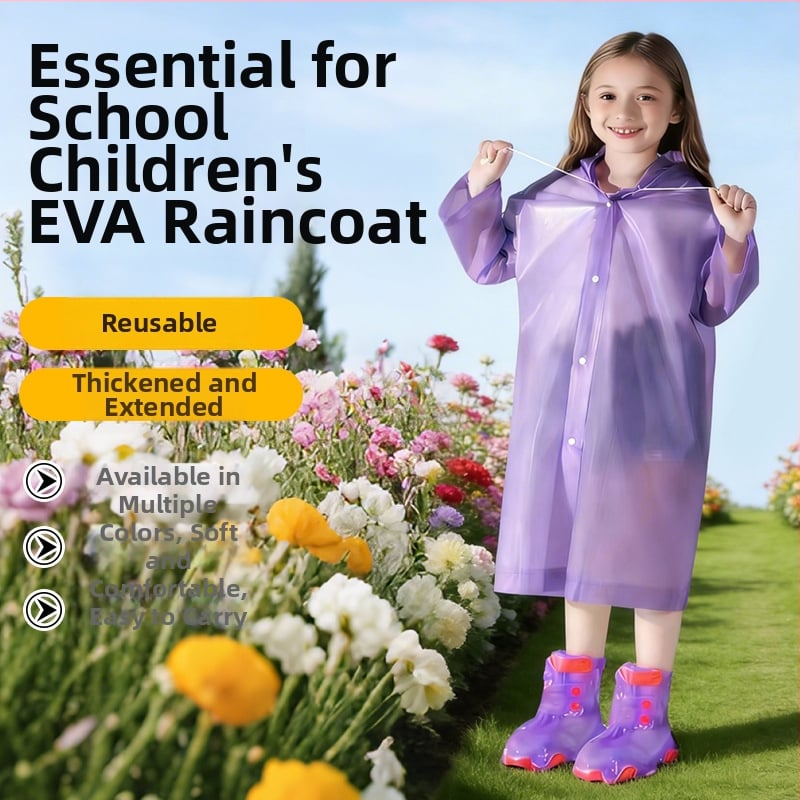 Poncho de ploaie pentru copii, EVA, stil gros, 100 g, ambalat în pungă