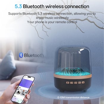 Stolni Bluetooth zvučnik s ambijentalnim osvjetljenjem, 5. generacija, Bluetooth 5.3, 100Hz-20kHz, SNR ≥75dB, Ugrađena baterija