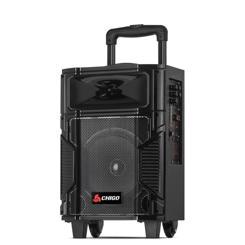 Drveni Bluetooth zvučnik za vanjsko karaoke i square dance – 20W, Bluetooth 5.0, IPX3, 40Hz-20kHz, domet 50 m