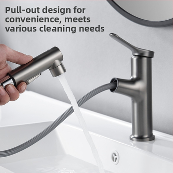 Izvlačna mješalica za umivaonik, bakreno tijelo, 0–80°C, 1,5 MPa, keramički kartridžni ventil