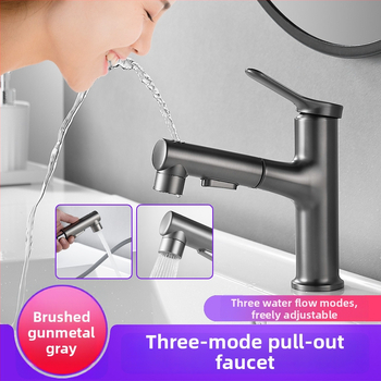 Izvlačna mješalica za umivaonik, bakreno tijelo, 0–80°C, 1,5 MPa, keramički kartridžni ventil