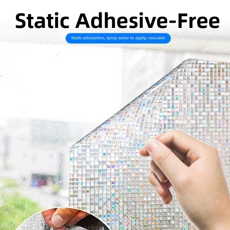 PVC 3D elektrostatický dúhový film na okno – bez lepidla, UV odolný, súkromie, obývačka, spálňa, kúpeľňa