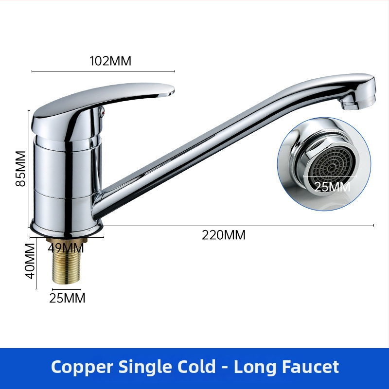 Konyhai mosogató hosszú kifolyóval, egykaros keverő, cinköntvzet test, kerámia korongos szelep, bemenet/kimenet 1/2''