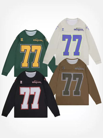 Дълъг ръкав тренировъчен топ за баскетбол и бягане, американски стил с цепка, 100% полиестерна материя с полиестерна подплата, всички сезони, бързосъхнещ