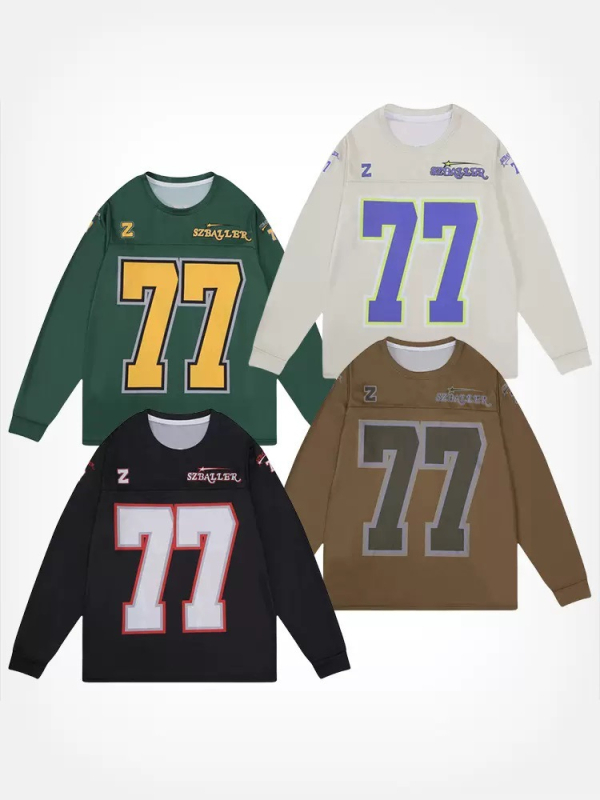 Дълъг ръкав тренировъчен топ за баскетбол и бягане, американски стил с цепка, 100% полиестерна материя с полиестерна подплата, всички сезони, бързосъхнещ