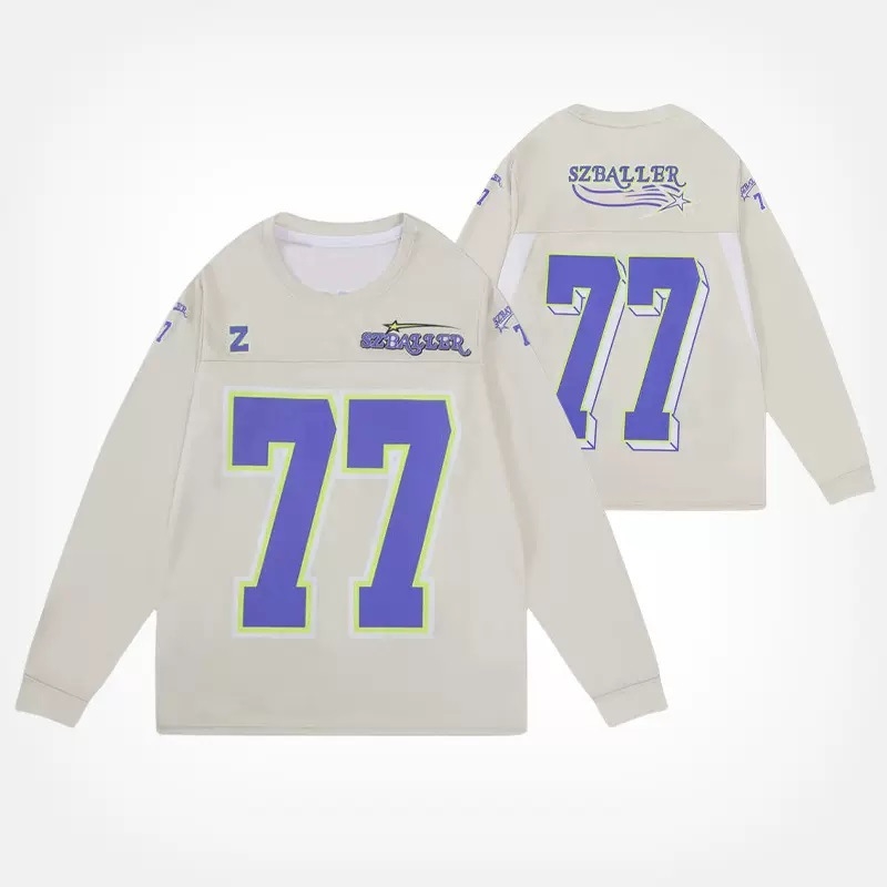 Дълъг ръкав тренировъчен топ за баскетбол и бягане, американски стил с цепка, 100% полиестерна материя с полиестерна подплата, всички сезони, бързосъхнещ