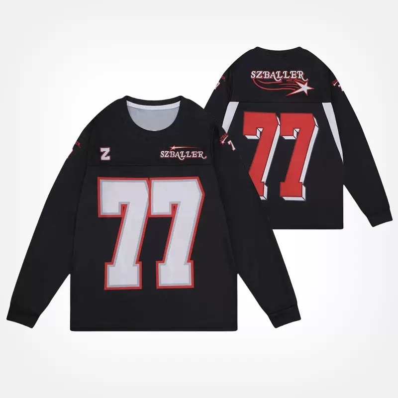 Дълъг ръкав тренировъчен топ за баскетбол и бягане, американски стил с цепка, 100% полиестерна материя с полиестерна подплата, всички сезони, бързосъхнещ