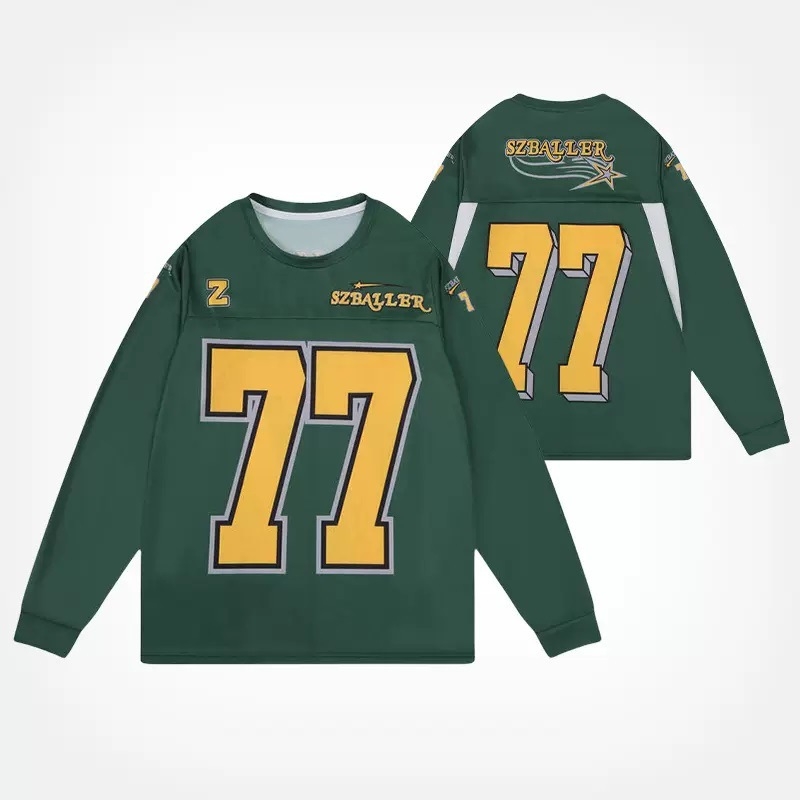 Дълъг ръкав тренировъчен топ за баскетбол и бягане, американски стил с цепка, 100% полиестерна материя с полиестерна подплата, всички сезони, бързосъхнещ