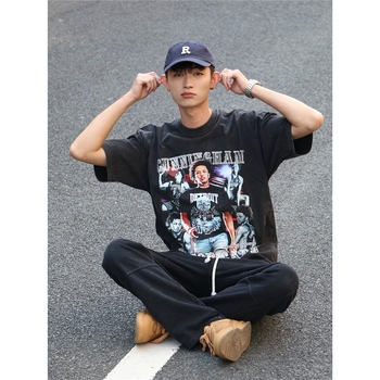 Тениска с принт Cade Cunningham за баскетбол, distressed изглед, свободна кройка, кръгло деколте, къси ръкави, 100% combed cotton