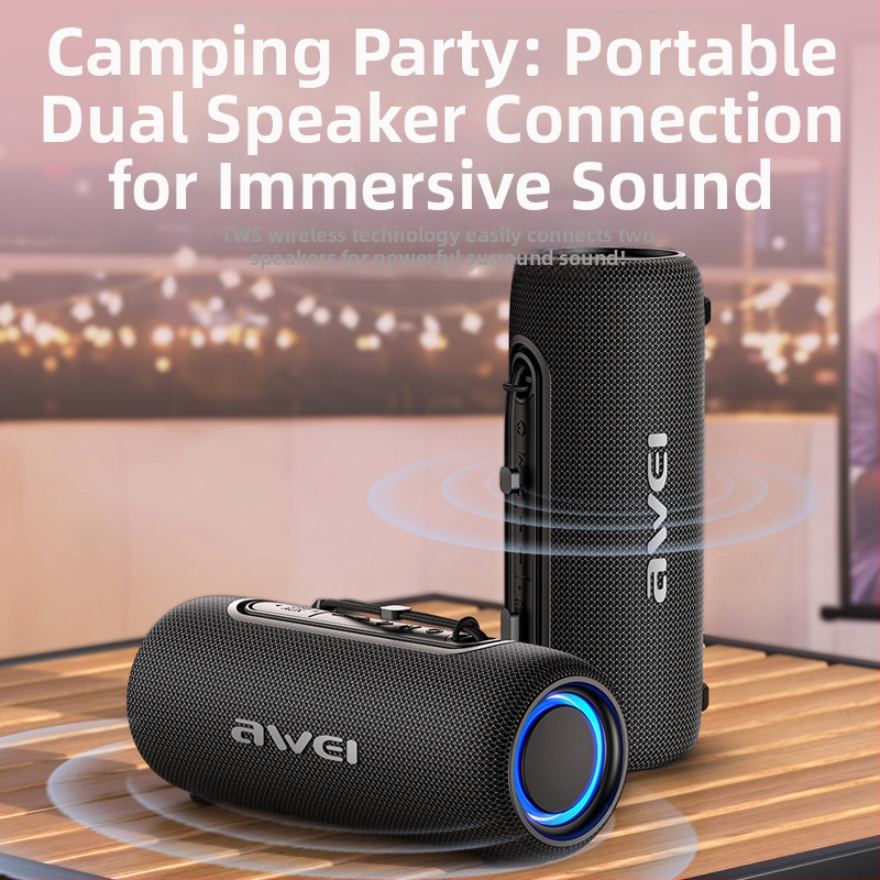 Prenosni Bluetooth zvučnik s dva zvučnika, IPX4 vodootporan, Bluetooth 5.3, 14W, ugrađena baterija 2000–4000mAh