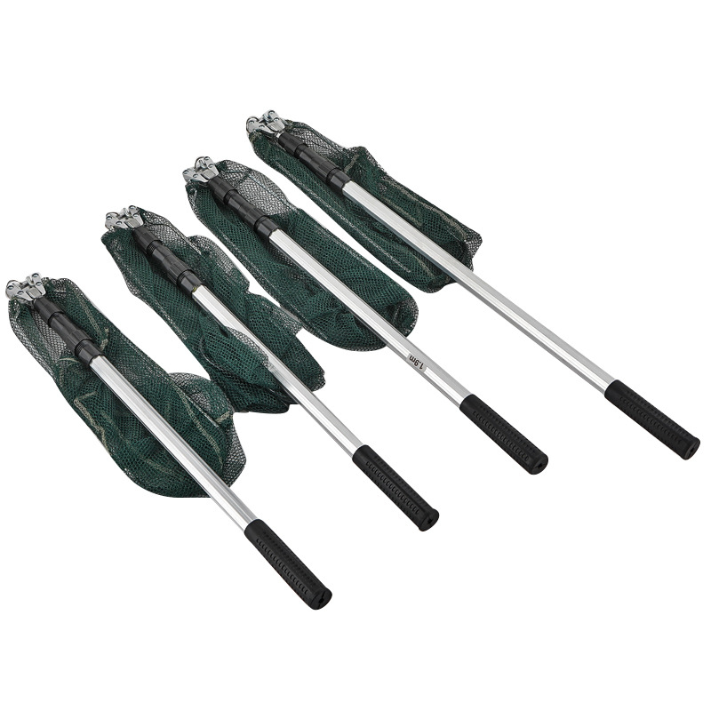 Plasă de pescuit din aliaj de aluminiu, triunghiulară, integrată și pliabilă, cu cap de plasă retractabil, deschidere 40 cm, ochi fini